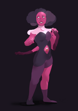pieridum: “You weren’t followed were you?” I love this girl. I am damn sure this is a Ruby and Pearl fushion. A lot of the color schemes are the same as Garnet’s. The shawl over the oval gem is a dead giveaway to a Pearl lol. Anyway, Rhodonite,