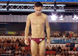 famousmeat:  Tom Daley adjusts his bulge, spreads cheeks