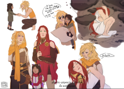 plastic-pipes: plastic-pipes:   a pyrrha gets brought back to life au;;;   I really would have liked to see yang and pyrrha interact more, i think they would have been a fun pair c: the kid isn’t related to blake, i’m still trying to fit her into