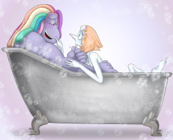 BisPearl Bathtime!This was originally intended as an illustration for the final chapter of Counterfeit Corruption, but it looks like this tub scene won’t make the cut. Don’t worry, they’ll find other ways of cuddling!