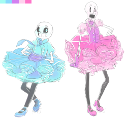 anjevalart:  ♫  ♢  drop pop skelebros ♢ ♪ fixed, lined, and colored this here, i’m a sucker for frills and glittery stuff ♥ 