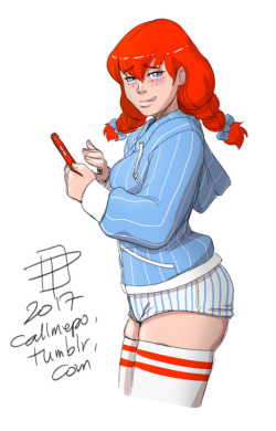 callmepo:  Mashup of the smug, thicc, and sh!tposting Wendys girl behind the Wendy’s twitter account.
