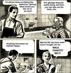 Femdom comics: Married life has been well since i bought Jim his chasity belt!