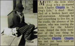 chaplinfortheages:  Going through the internet archives of Photo Play Magazine I came across the July 1918 edition and found this little clip about the dog Mutt who played “Scraps” in “A Dog’s Life”, I had heard the story of his love for Charlie