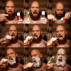 indelible-daisy:  therevenantrising:  tiffanarchy:that’s not how you do it  That’s exactly how you do it.  I feel like he was listening to Pantera or something while brushing and things got out of control