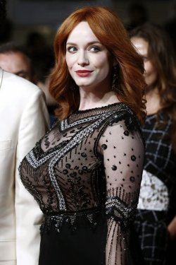 Christina Hendricks is a wonderful canvas for designers and their art. Yeowza.