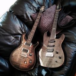 axestasy:  from Rob Chapman: a PRS and a Chapman ML-1 (loaded with Seymour Duncan pups)