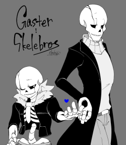 tickclockclocks:  Gaster!skelebros by @borurou.I want to see fusion process|ω･)モノクロデザインが凄く好み……良い……