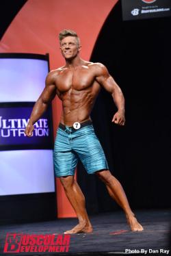 musclegazer:  Steve Cook competing, Olympia Men’s Physique 2014.  Placed 5th. 