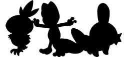 dexter-redrevolver:  yellowfur:  omgosh the silhouettes for the new oras starters have been revealed!  only for chaos emerald version 