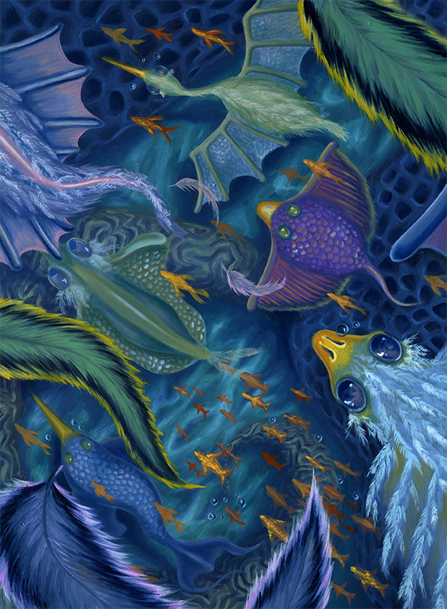 Follow Rose Kalogerakis Illustration Here! "Birdfish"| Oil on board | Rose Kalogerakis