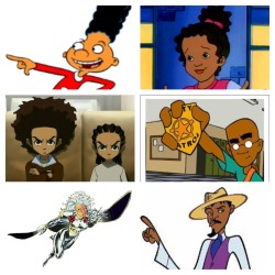amazelife:  stefanoprugante1:  BLACK HISTORY MONTH!  This is my tribute to the black cartoon characters I grew up watching. Happy Black History Month.  1. Gerald - Hey Arnold 2. Keesha - The Magic School Bus 3. Huey &amp; Riley Freeman - The Boondocks