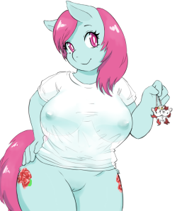 woobisboobies:  mlpwishywashy:  jaxwolf:  raspdraws:  A chubby Ruby Blossom, commissioned by Jaxwolf. :3c  EEEEEEEE! &lt;3  and now Ruby Blossom is the queen of the wet T-shirt contest.  *squee* I didn’t expect this.  So cute &lt;3  Thank you Jax