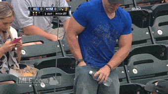 mlb:  Jacked fan at Mets game really struggles with a water bottle.
