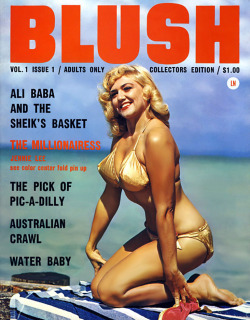 Jennie Lee      (aka. Virginia Lee Hicks)Appearing on the cover of the premiere issue of ‘BLUSH’ magazine; published in 1962..