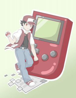 kirasketchbook: Making prints for Otakuthon so I thought to make Red with the OG Game Boy that he starred in. Might make more on the series with the different generations of Game boys and Pokemon. Enjoy! Please don’t repost without permission! 