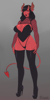 therealfunk:Filling your dash with leggy red succubus! This is a flat color reference sheet commission for John Dylena of his OC Myserra, who was a blast to draw omfg.