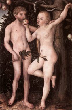 centuriespast:CRANACH, Lucas the ElderAdam and Evec. 1538PanelNárodní Galerie, Prague  