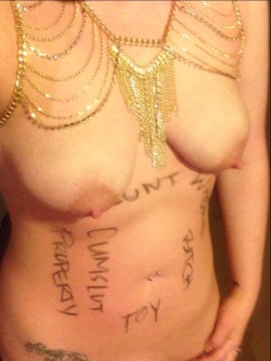 awillingslaveforyou:5 degrading words! And it’s beautiful new body jewelry 