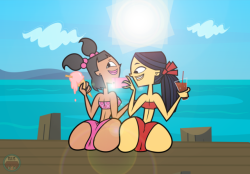 ellissummer:    Comm. Summer Selfie  Commission for    for bubblebootyaddict  Summer is about to end, but the girls decided to please their fans with their new seashore selfie. Are you ready, guys?  ♥ xoxo misschizuchi and ellissummer  