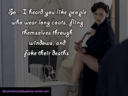 &ldquo;So&hellip; I heard you like people who wear long coats, fling themselves through windows, and fake their deaths.&rdquo;
