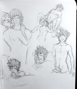 soraworship:  soriku sketch dump - these are across a few different sketchbooks so that’s why they do not look like they go together lol