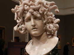 sixpenceee:  Medusa by Gian Lorenzo Bernini Unlike other depictions Medusa is not portrayed as a vanquished figure, her head severed from her body but as a living monster.