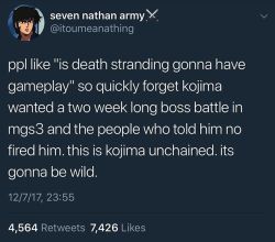 heardbook: umu-official:   badbigboss: #Konami #kojima #mgsv #deathstranding #videogames #metalgearsolid #normanreedus #hideokojima im afraid   You’re gonna have to physically get into the game and fight alongside a naked Norman reedus for 4 real time