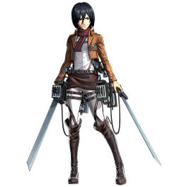 The standard and DLC costumes for Mikasa in the KOEI TECMO Shingeki no Kyojin Playstation 4/Playstation 3/Playstation VITA game, including the “Lunar New Year,” “Festival,” “Halloween,” and “Christmas” outfits!  Others: Armin - Eren