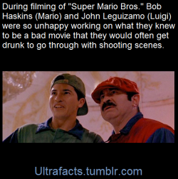 ultrafacts:    Bob Hoskins spoke critically of Super Mario Bros., saying that it was “the worst thing I ever did” and that “the whole experience was a nightmare.”    John Leguizamo also admitted in 2007 that he too disliked his role as Luigi in