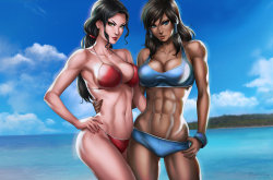 art-of-cg-girls:  Korra and Asami (Beachtime!) by dandonfuga 