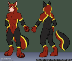 JakFire ref sheet by Rarakie, colored by meThis was a first for me. JakFire gave me the line art from Rarakie and a general color scheme, and asked me to basically design the look of his character. I was a little nervous about the outcome, and I&rsquo;m
