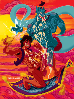 jockman87:  Aladdin was one of the best movies I had ever seen. I always was attracted to him. He was so HOT. I am not the only one who fantasized about what him and the Genie got up to on their adventures throughout the world. These drawings were done