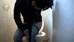 bestscatdotcom:  My slave is advised to clean the restrooms on his knees. After a short check it is time for some education. I choice one toilet and shit on it very nice. Now my useless slave must use his tongue to make the toilet really clean. Because