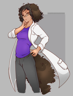 ebuncha drawings I have commissioned of my OC Dr. Nsaria Isabella Chandra. She is a dog girl scientist who specializes in cybernetics, biology and being awkward around potential love interests.First and last pics are done by @cluestripes the blushing