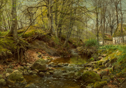 catonhottinroof: Peder Mork Monsted (1859-1941) A forest stream, 1905 