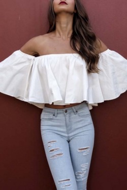 sneakysnorkel:  Blouses  &amp;   Kimonos Off The Shoulder Bell Sleeve Loose Ruffle Hem Crop Blouse  Sexy Cut Out Shoulder Delicate Pattern Chic Blouse  Lady’s Chic Lapel Striped Button Down Crop Top Shirt  Women’s V-neck Bell Long Sleeve Lace Trim