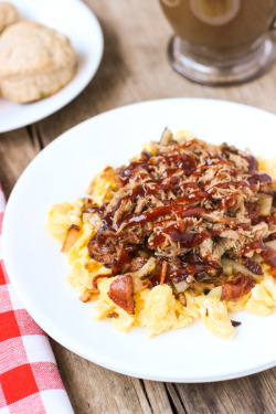 foodiebliss:  BBQ Pulled Pork Egg ScrambleSource: My Sequined Life