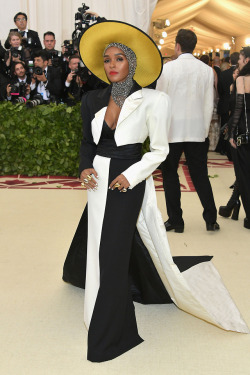 celebsofcolor:Janelle Monae attends the Heavenly Bodies: Fashion &amp; The Catholic Imagination Costume Institute Gala at The Metropolitan Museum of Art on May 7, 2018 in New York City.