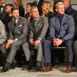 rebel-in-tartan:  boyzoo:  Julian Edelman, Andy Cohen, Russell Tovey at Joseph Abboud F/W 16 (x)  Okay but for real fuck me all the way up.