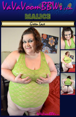 Malice shows off her massive belly and booty in her new lace tank top. See more of this super fat lady and her wide hips on VaVaVoomBBWs.com