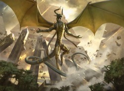 unicorntribal:  I really love this particular Nicol Bolas piece. There’s a definite air of divinity about him ;) None of the places i found this art seem to know who the artist is though, and it’s not one of the archenemy schemes, so i’ve no idea