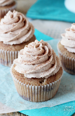 sweetoothgirl:  Cinnamon Sugar Swirl Cupcakes   