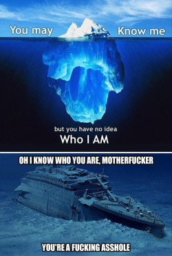 wastelord:  my-stereo-heart-beats-for-you:  THIS IS THE BEST RESPONSE TO ONE OF THESE ICEBERG THINGIES  I laughed. I shouldn’t have. But I did. 