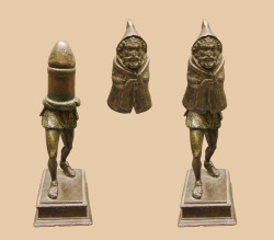 ganymedesrocks:  archaicwonder:  Gallo-Roman Bronze Priapus Statuette, 1st Century AD This statuette is possibly a representation of the Roman fertility god Priapus,  made in two parts (shown here in assembled and disassembled forms). It was found at