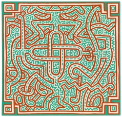 thunderstruck9:Keith Haring (American, 1958-1990), Untitled, 1989. Acrylic on canvas, 40 × 40 in. thinking together