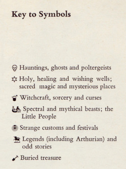 Key to Symbols, from Haunted Britain, by Antony D. Hippisley Coxe (Pan, 1975).From a charity shop in Nottingham.