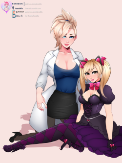 Finished patreon girls Mercy &amp; D.Va from Overwatch, Patreon commission for zombiestabber27 ~All versions up on my Patreon and soon on Gumroad!Versions included:- Hi-Res   no watermark- Bikini- Nude- Lingerie- Special (Lunar Year costumes)- Stages