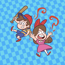 tubartist:  Dipper and Mabel Pines dressed as Ness and Paula. Mabel would be pretty, uh….excited about her new powers.  god yes