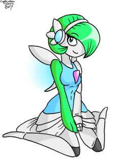 I really like Gardevoir, and I really like Gardevoir OCs. So here’s one of my favourites, @kordcros‘s Kamina. Not to be confused with my favourite character from Gurren Lagann. 